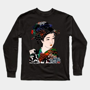 Japanese Geisha Chrysanthemum Kimono 105 Long Sleeve T-Shirt